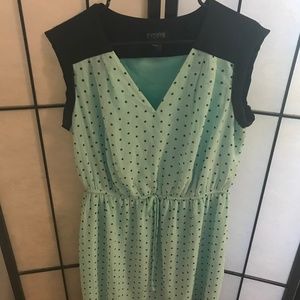 Mint & Navy Polka Dot Midi Dress